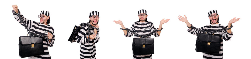 Prison inmate isolated on the white background