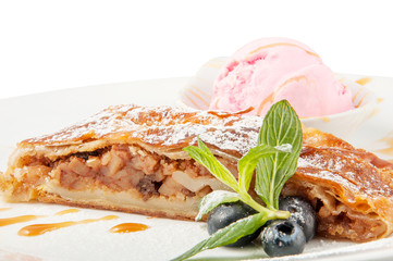 dessert on the plate on white background