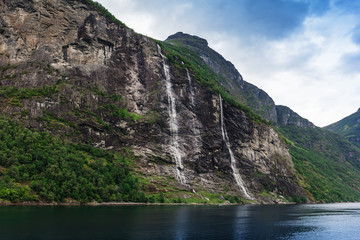 seven sisters waterfall in Geiranger Fjord. Norway