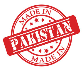 Made in Pakistan red rubber stamp illustration vector on white background