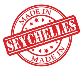 Made in Seychelles red rubber stamp illustration vector on white background
