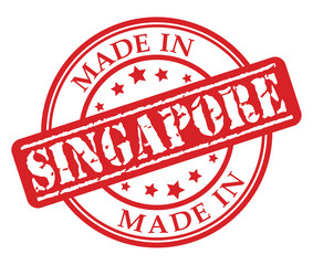 Made in Singapore red rubber stamp illustration vector on white background