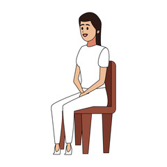 Woman seated at chair vector illustration graphic design