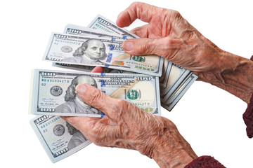 Old woman with dollars