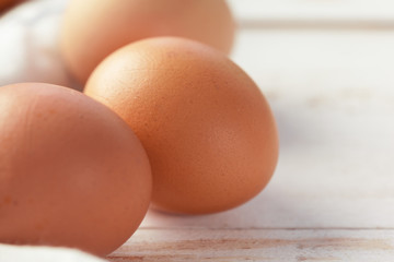 eggs on wooden background