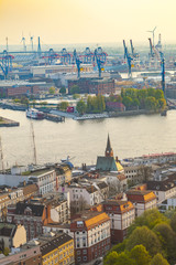 Fototapeta premium cityscape of Hamburg from the famous tower Michaelis