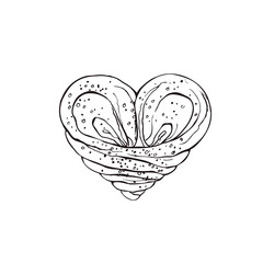 Hand drawn bread isolated on white background. astry icon vector illustration in sketch style.