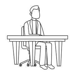 Doctor man seated at desk vector illustration graphic design