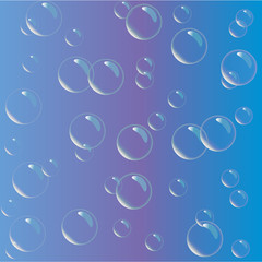 Soap bubbles on purple and blue background, Violet abstract background.