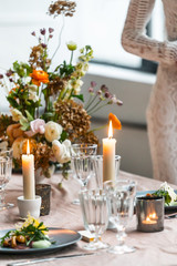 Easter table with candles