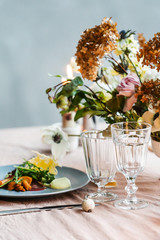 Easter table with candles