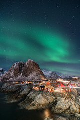 Fisherman village with Aurora in the background travel concept world explore northern light