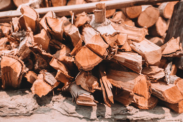 Fototapeta na wymiar firewood tree cut log for fire or burn