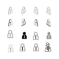 Set of vector Collection modern vector. People icon multi type of 3d isometric, solid, line, scribble hatch, doodle, shadow isometric and a little colour on white background eps10