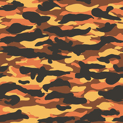 Seamless fashion orange and black camo pattern vector