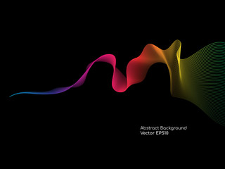 Abstract vector colorful wave lines smooth curve isolated on black background for design elements in concept technology, science, music, modern