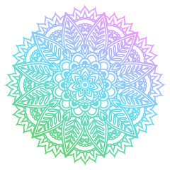 Round gradient mandala with floral patterns