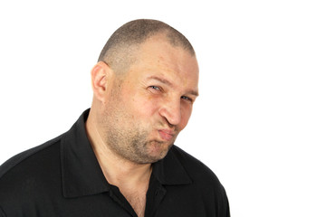 Fototapeta premium A young man looks skeptical at the interlocutor. Concept emotions skepticism