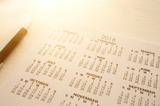 image of 2018 calendar background with pen.