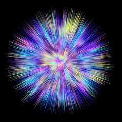 Color explosion. Paint splash. Abstact shape. Multicolor glow. Neon. Fractal. Digital art. Futuristic. 3d illustration. Colorful burst. Motion. Isolated object.