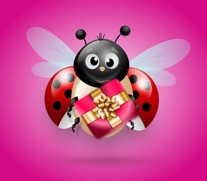 Ladybug with gift