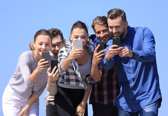 closeup. friends students make a selfie