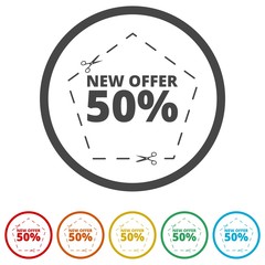 New offer 50%, Commerce concept, 6 Colors Included