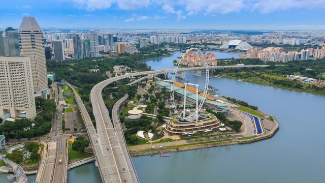 Aerial View Cityscape Of Singapore 4K Time Lapse