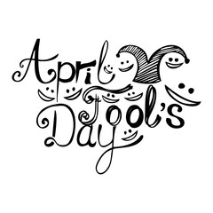 April fools day black ink lettering