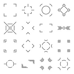 Icons capture target and select used in digital cameras. Vector image on white, isolated background.