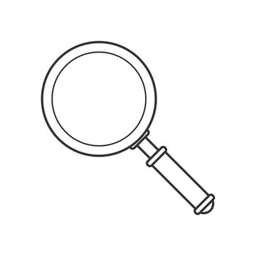 A magnifying glass icon on a white background. Contour, easily editable vector image