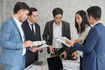 Businessman group meeting for discussion about strategy. Brainstorming, Concept for Work, Meeting, Presentation, Coaching