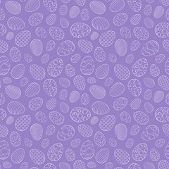 Easter seamless pattern, eggs with different ornament, on a purple background. 10 eps