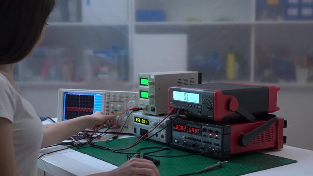 Student  girl in physics class