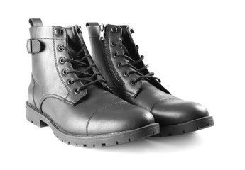 Stylish male shoes on white background