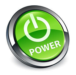 Power 3d green round button
