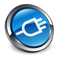 Connect icon 3d blue round button
