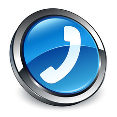 Phone icon 3d blue round button