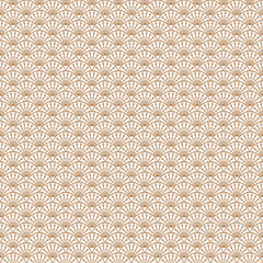 Art deco gold line scale geometric style seamless vector pattern. Abstract peacock feather elegant background.