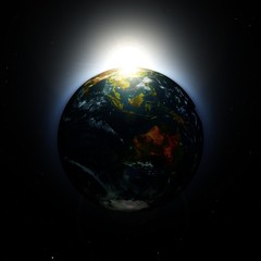 planet earth in space at sunrise,
3D rendering
