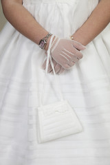 detail of communion hands of a girl