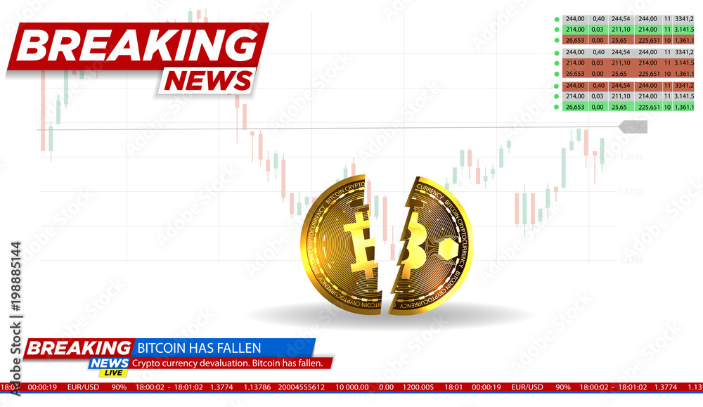 Aufkleber icon of bitcoin. realistic bitcoin coin . modern cryptocurrency.the collapse of the cryptocurrency. 