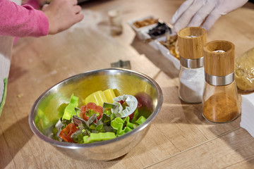 Closeup of variety molds for baking cookies in plate on table