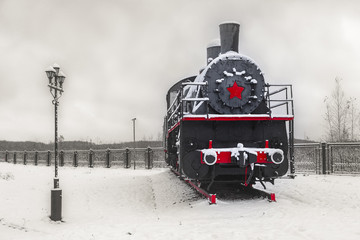 A large black steam locomotive