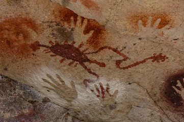 Pinturas rupestres en la Cueva de las Manos, Patagonia, Argentina
