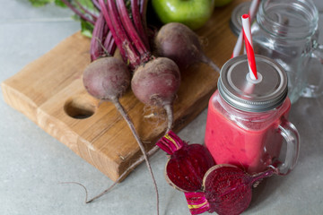 Healthy dietary detox food, fresh smoothie frim young red beets
