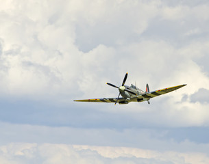 Fototapeta na wymiar A World War Two Spitfire in flight.
