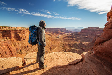 Hiker in Canyonlands National park in Utah, USA