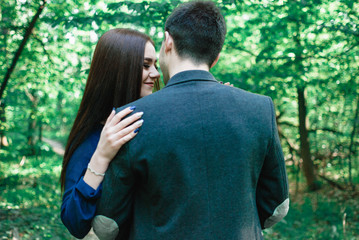 Young beautiful couple walking outdoor