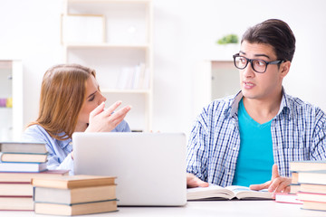 Fototapeta premium Two students preparing to school exams